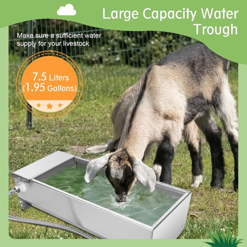 GOTOTOP Stainless Steel Cattle Drinking Bowl, Horse Cattle Drinker, Automatic Drinking Bowl with Hanging Float Valve, 7.5 Liters, Drinking Bowl for Horses, Cattle, Sheep, Dogs - Image 3